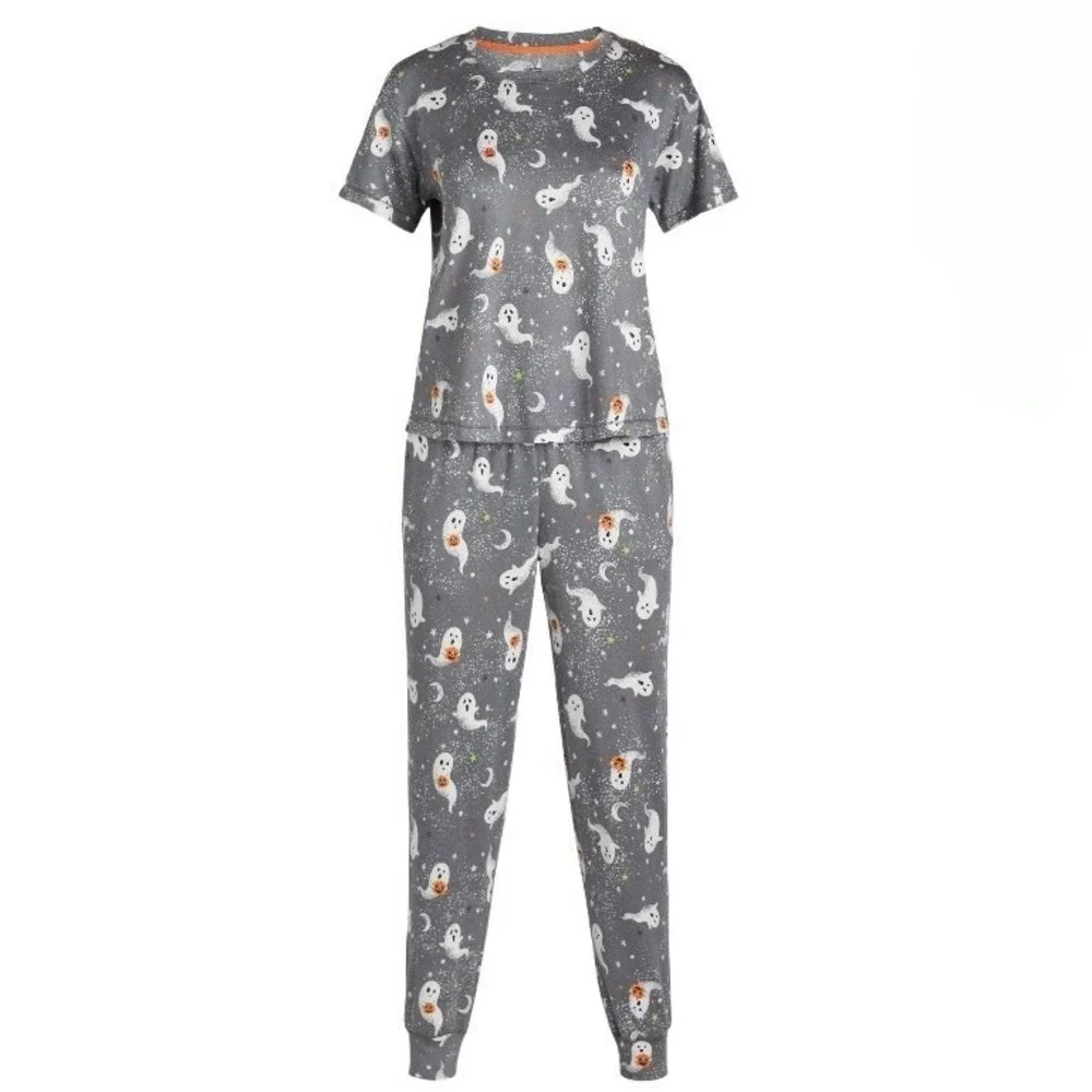 Way to Celebrate Womens Halloween Pajama Set XL 16-18 New with Tags Gray Ghosts